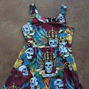 Folter Cotton Halloween XL Carpe Noctem Skulls Roses Dress
